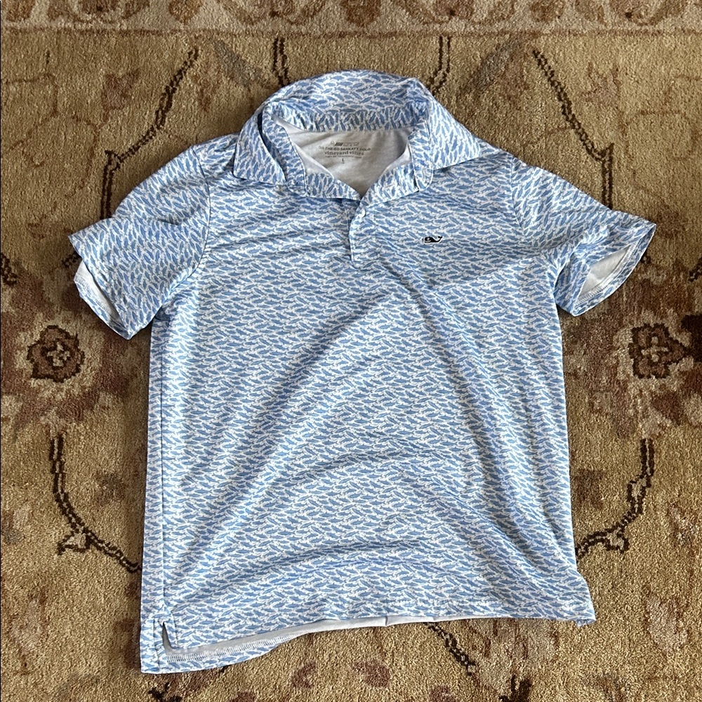 Vineyard Vines Blue Fish Pattern Polo